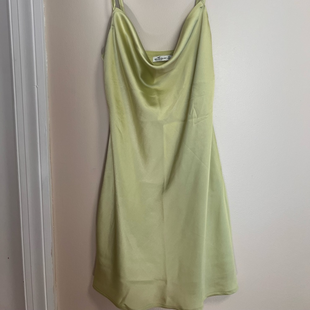 Hollister green satin mini dress